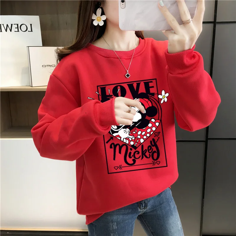 Disney Mickey and Minnie Mouse Loving Couples Matching Sweatshirt Hooded for Women Men Crewneck Thick Las Mujeres Sweetshirts
