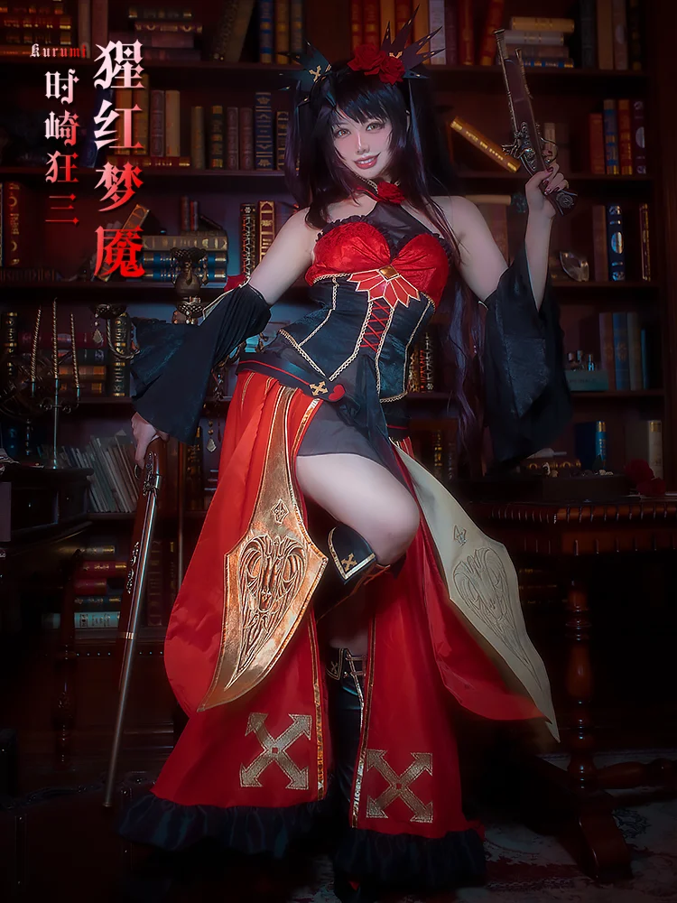 Date A Live Tokisaki Kurumi Crimson Nightmare Женский костюм для косплея Cos Game Аниме Вечеринка