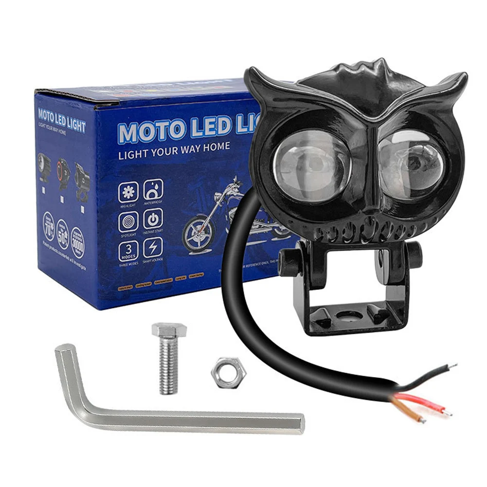 

15W Motorcycle Fog LED Owl Shape Headlight 12-80V Auxiliary Spotlight Waterproof 3 Wires Connection For EBike Car
