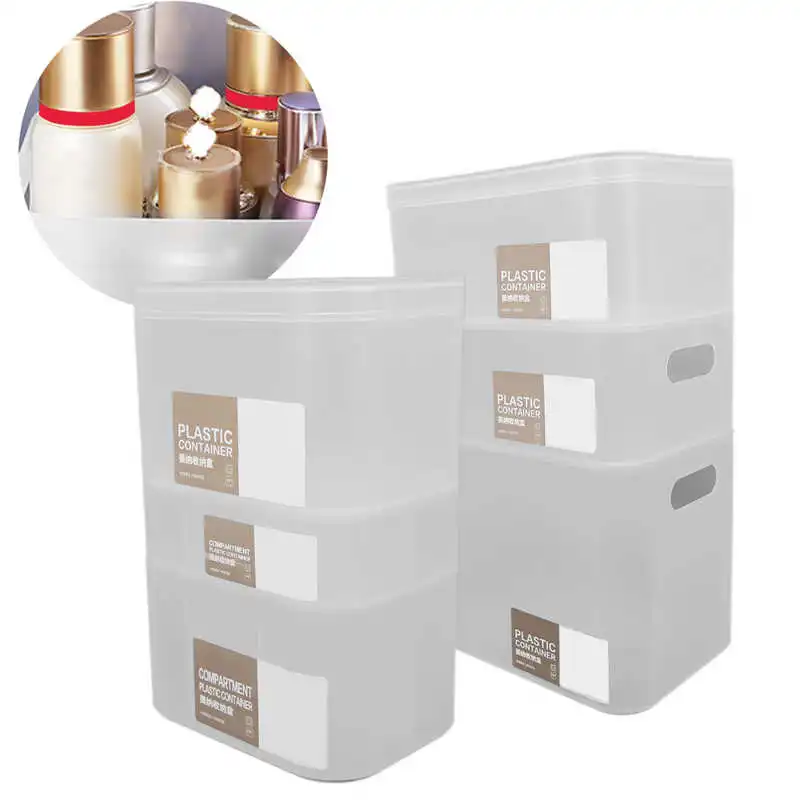 

Multifunctional Stackable Translucent Frosted Cosmetics Organizer With Grid For Bathroom Vanity Countertop Makeup Holder