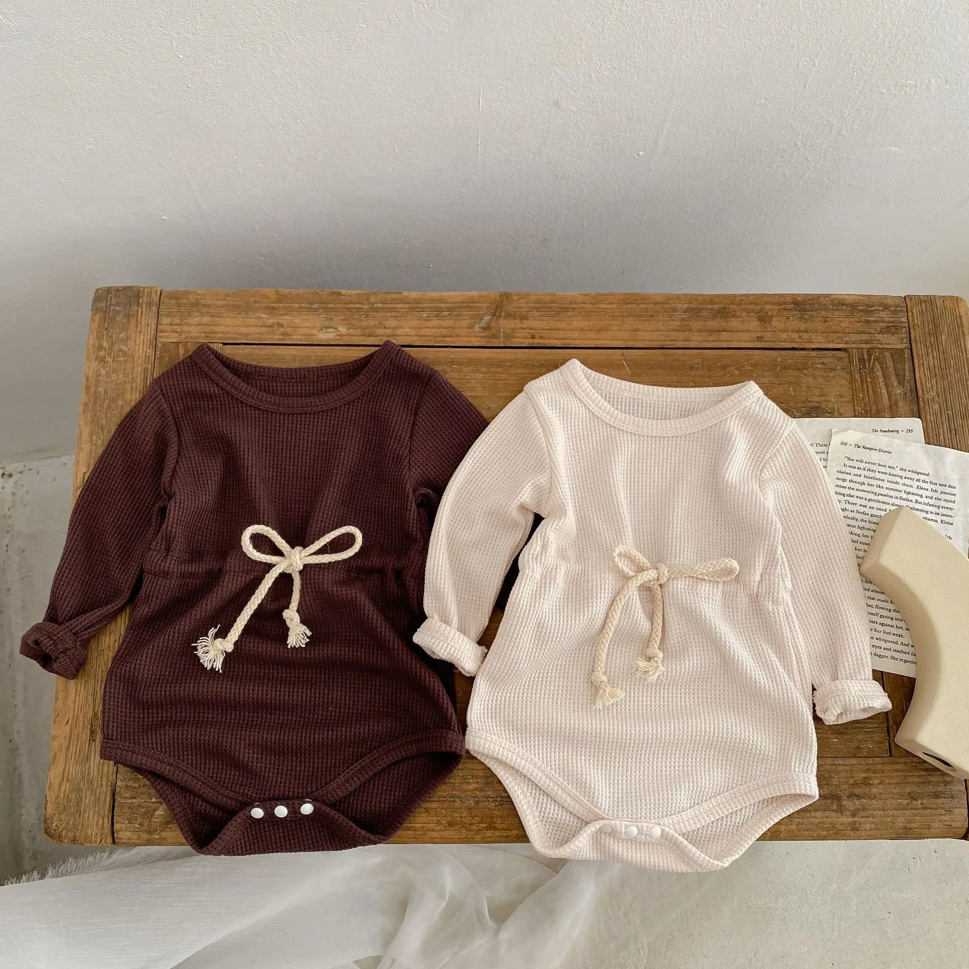 

Full Sleeve Solid Waffle Baby Girls Romper