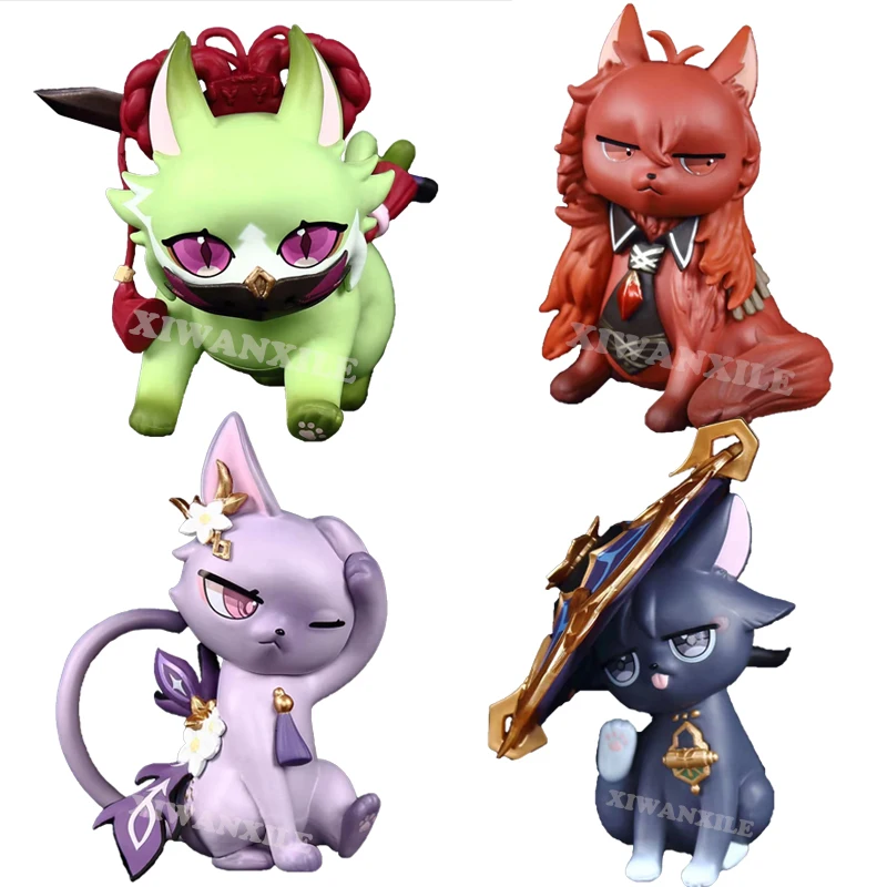 

11cm Cute Cat Genshin Impact Wanderer/Balladeer Anime Figure Diluc Ragnvindr/Keqing/Kuki Shinobu Action Figure Adult Model Toys