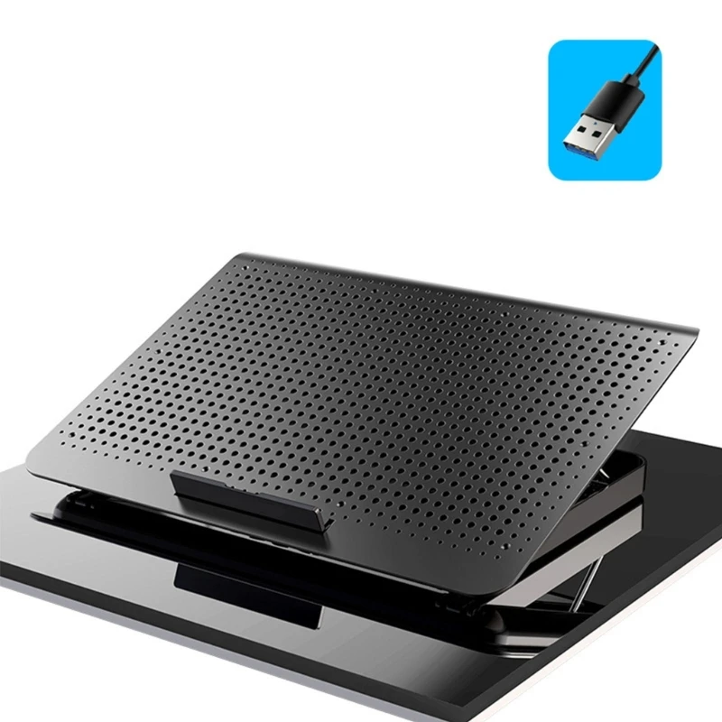 

Охлаждающая подставка для ноутбука, игровой кулер для ноутбука с вентилятором и USB-портами, аксессуары для ноутбуков 14-17 дюймов
