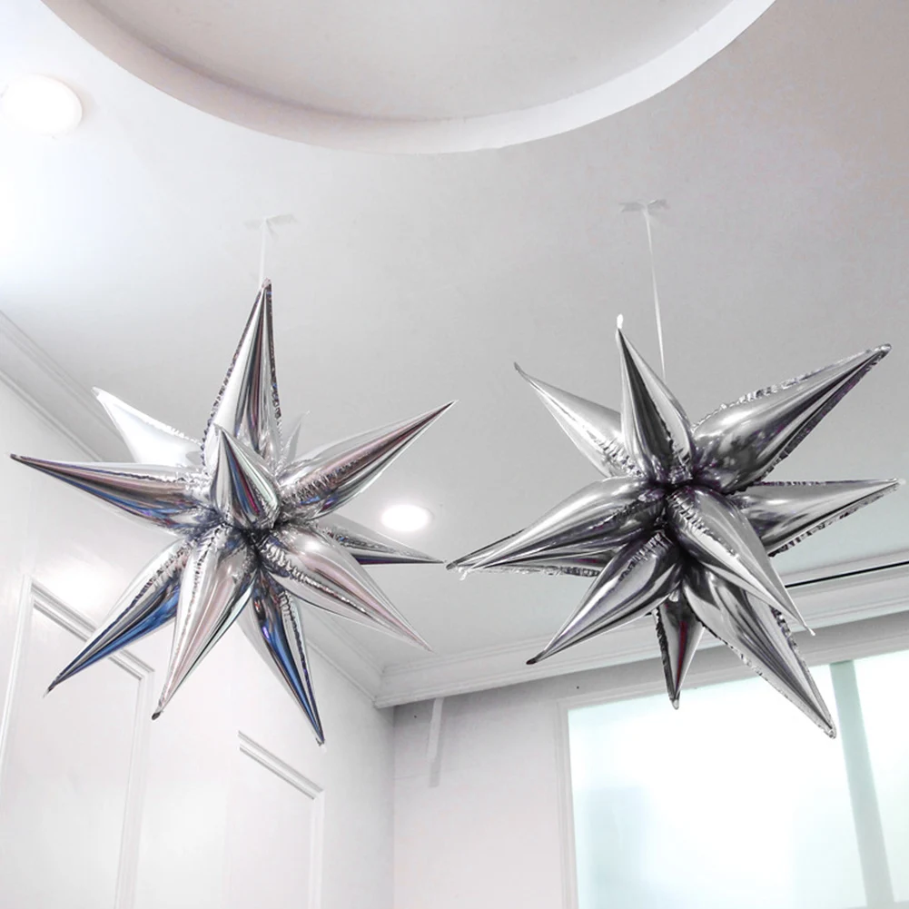 

50pcs Party Decor Engagement Silver Wedding Baby Shower Reusable Starburst Cone Explosion Star Spike Photo Booth Foil Balloon