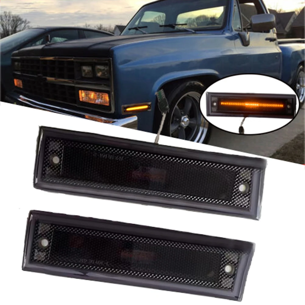 Smoke Lens Amber LED Front Side Marker Light Indicator Lamp Turn Signal Light For Chevrolet C10 C20 C30 GMC 1981-1991