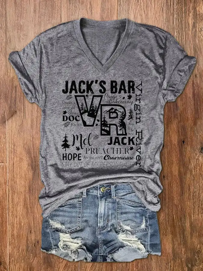 

Women's River Jack‘s Bar Print V-Neck T-Shirt