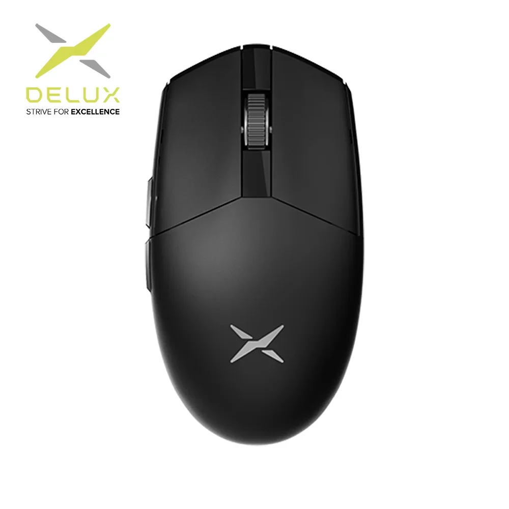 Фото Беспроводная игровая мышь Delux M200, 24000DPI, PAW3311, 2,4 ГГц + Bluetooth + проводное подключение, перезаряжаемая, 500 мАч, сверхлегкая, 56,4 г №1