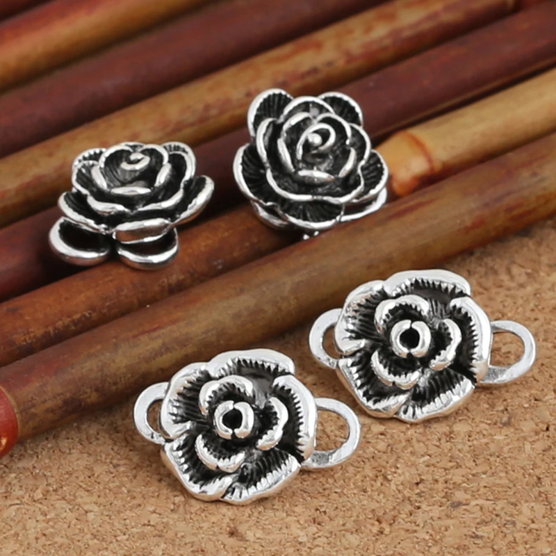 

S925 Sterling Silver Bracelet DIY Accessories Vintage Style Rose S And M Buckle bracelet Connection Button