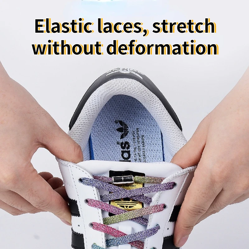 New Elastic No Tie Shoelaces Colorful Flat  Sneakers Shoelace Semicircle Locking  Lazy Laces for Kids Adult Shoes Lace Strings