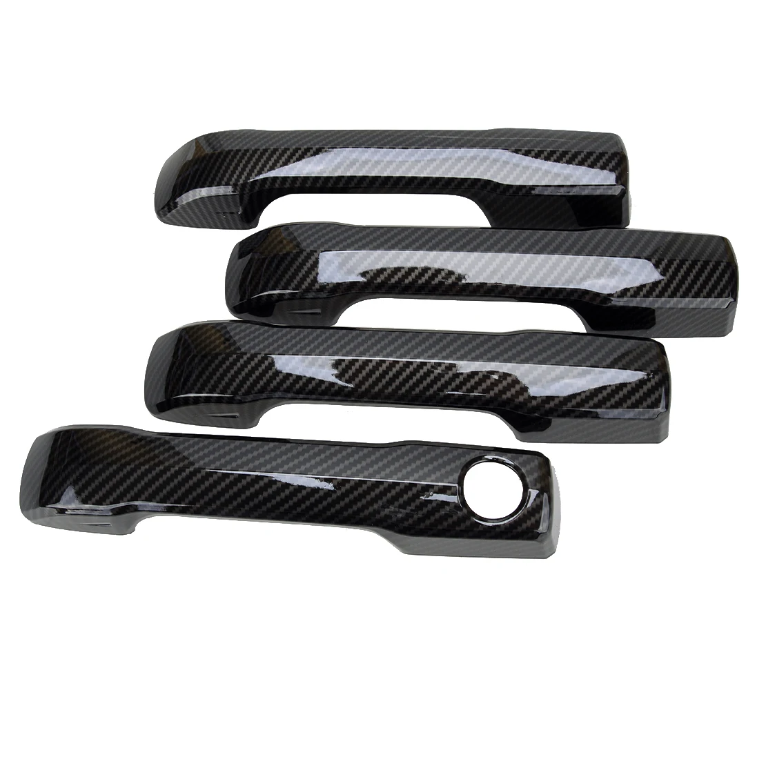 

1 Set Car Outer Door Handle Cover Trim Frame ABS Fit for Toyota Tundra 2022 Black Carbon Fiber Style