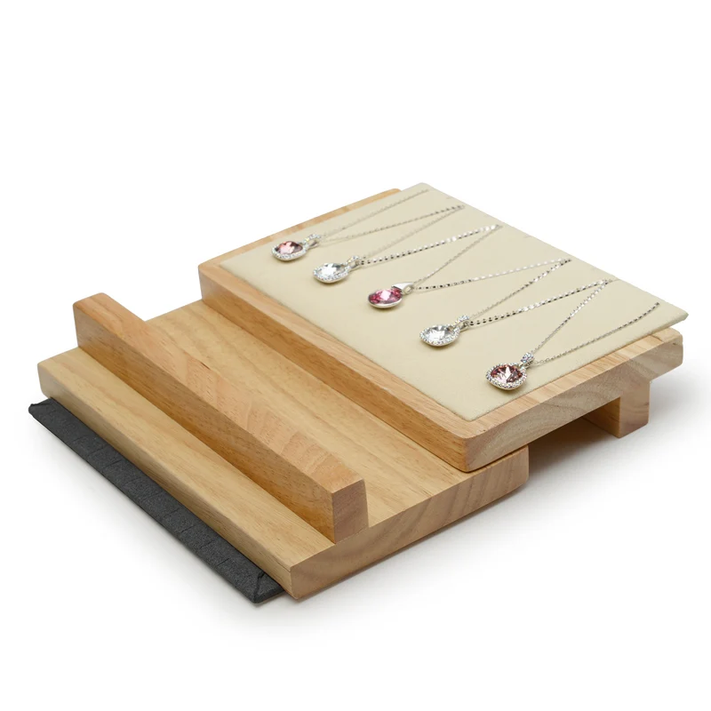 Oirlv Solid Wood Jewelry Display Stand Inclined Necklace Pendant Display Rack For Necklace Organizer Wooden Jewelry Display Rack