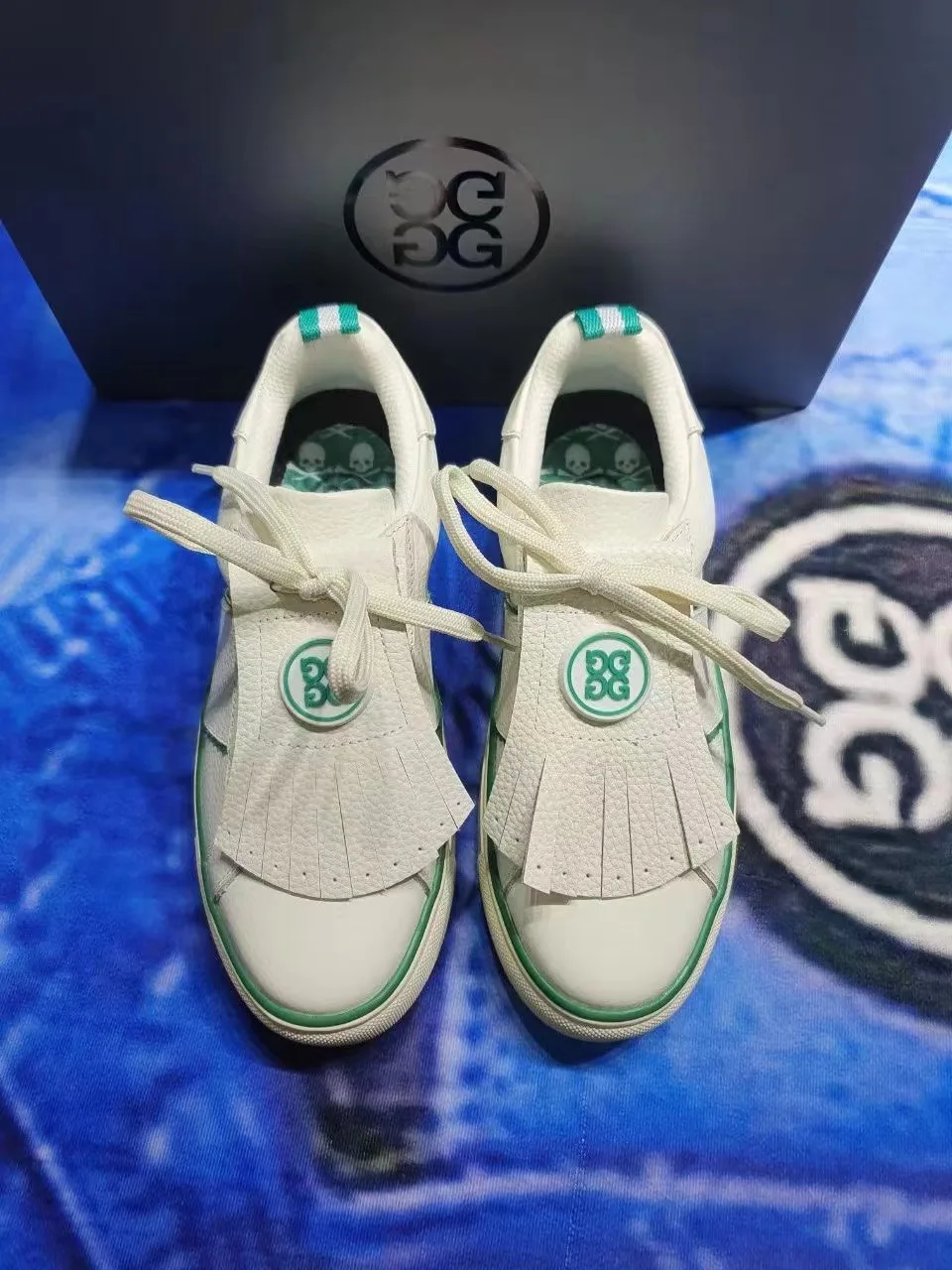 

G4 golf shoes crystal sole small white toe layer cowhide leather spot women's shoes