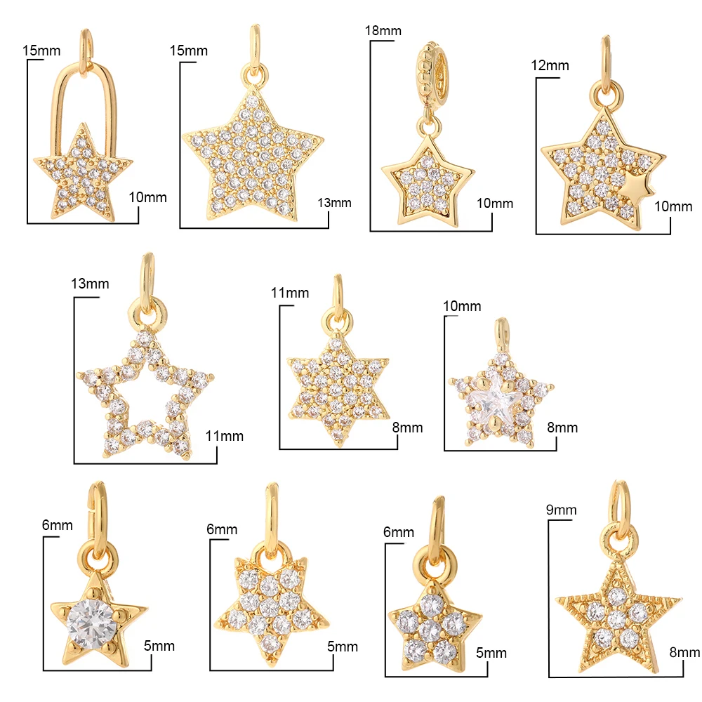 Star Pendant Charms for Jewelry Making Moon Charm Designer Necklace Earrings Bracelet Make Copper |
