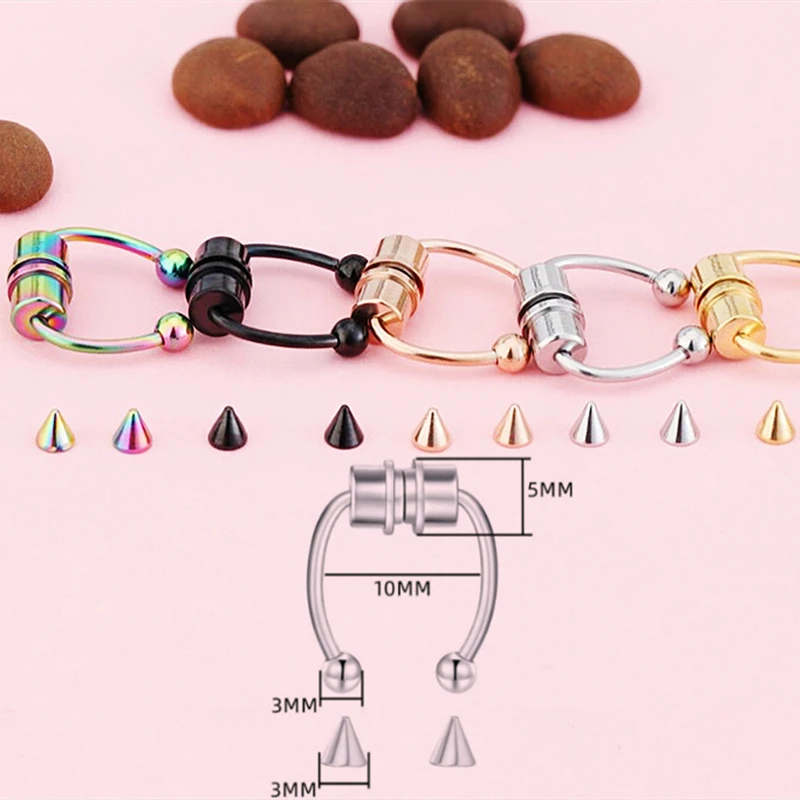 

Magnetic suction Titanium 316 L Stainless Steel Nose Rings&Stud No Fade Allergy Free Body Jewelry