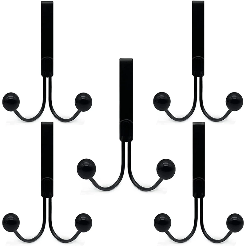 

AT69 -5Pcs Over The Door Hooks, Sturdy Metal Double Hanger Hook, Door Hooks For Hanging Clothes, Robes, Hats, Coats