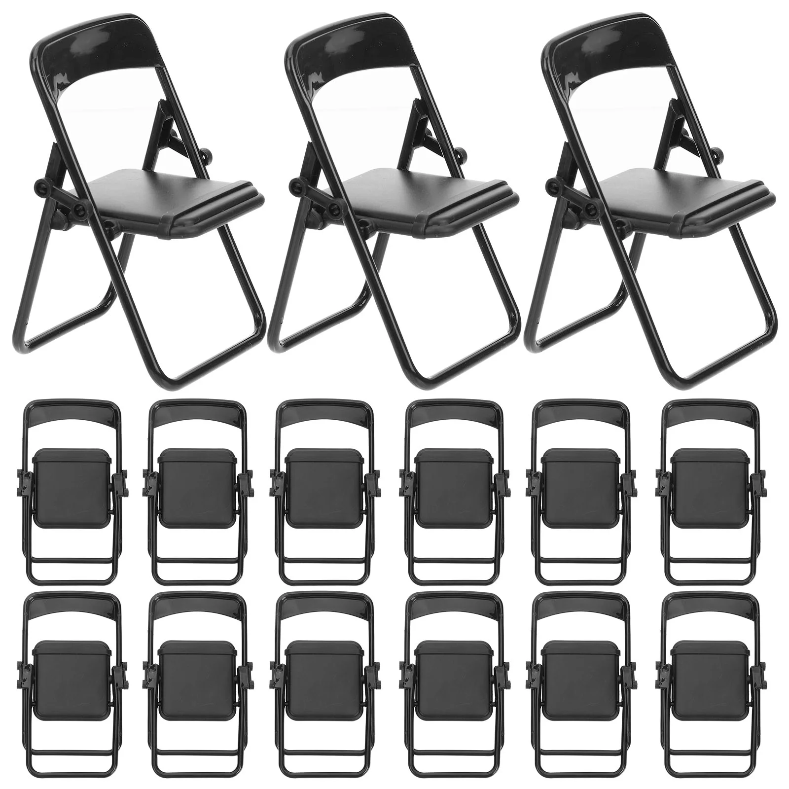 

12 Pcs Desktop Cellphone Holder Folding Chair Miniature Desktop Phone Holder Tablet Stand Small Chair Toys Stand
