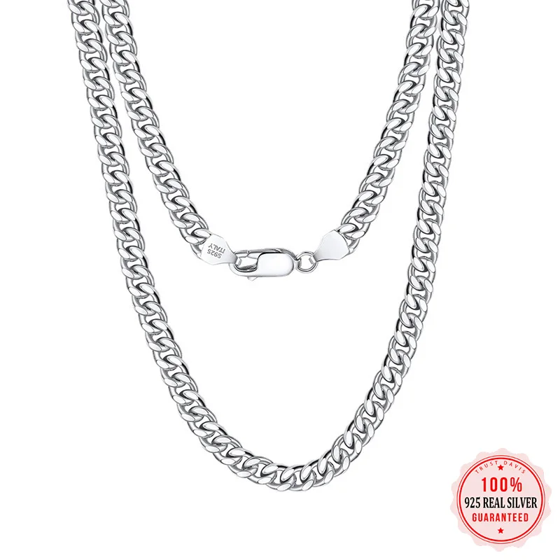 

TrustDavis Real 925 Sterling Silver Necklace Italian Handmade Cuban Link Chain Necklace For Women Wedding Party Jewelry DC29