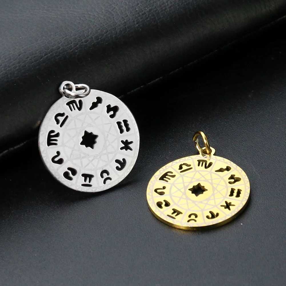 

1PC Stainless Steel 12 Constellation Pendant Zodiac Signs Charms Horoscope Icon DIY Necklace Making Jewelry Findings Accessories