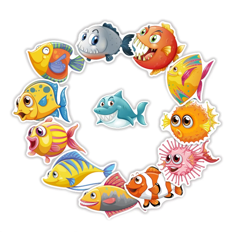 td zw 40 pcslot cute cartoon sea fishes stickers for car laptop skateboard pad bicycle ps4 phone luggage decal toy sticker free global shipping