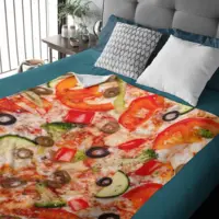 Pizza Food Theme Lightweight Super Soft Cozy Throw Blanket Flannel Blankets Small for Living Room Couch Blanket King Queen Size