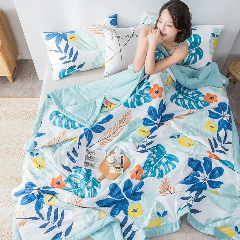

Air Conditioner Summer Cool Quilt Water Wash Cotton Sheet Double Dormitory Children's Core Machine Washable Bedspread On The Bed
