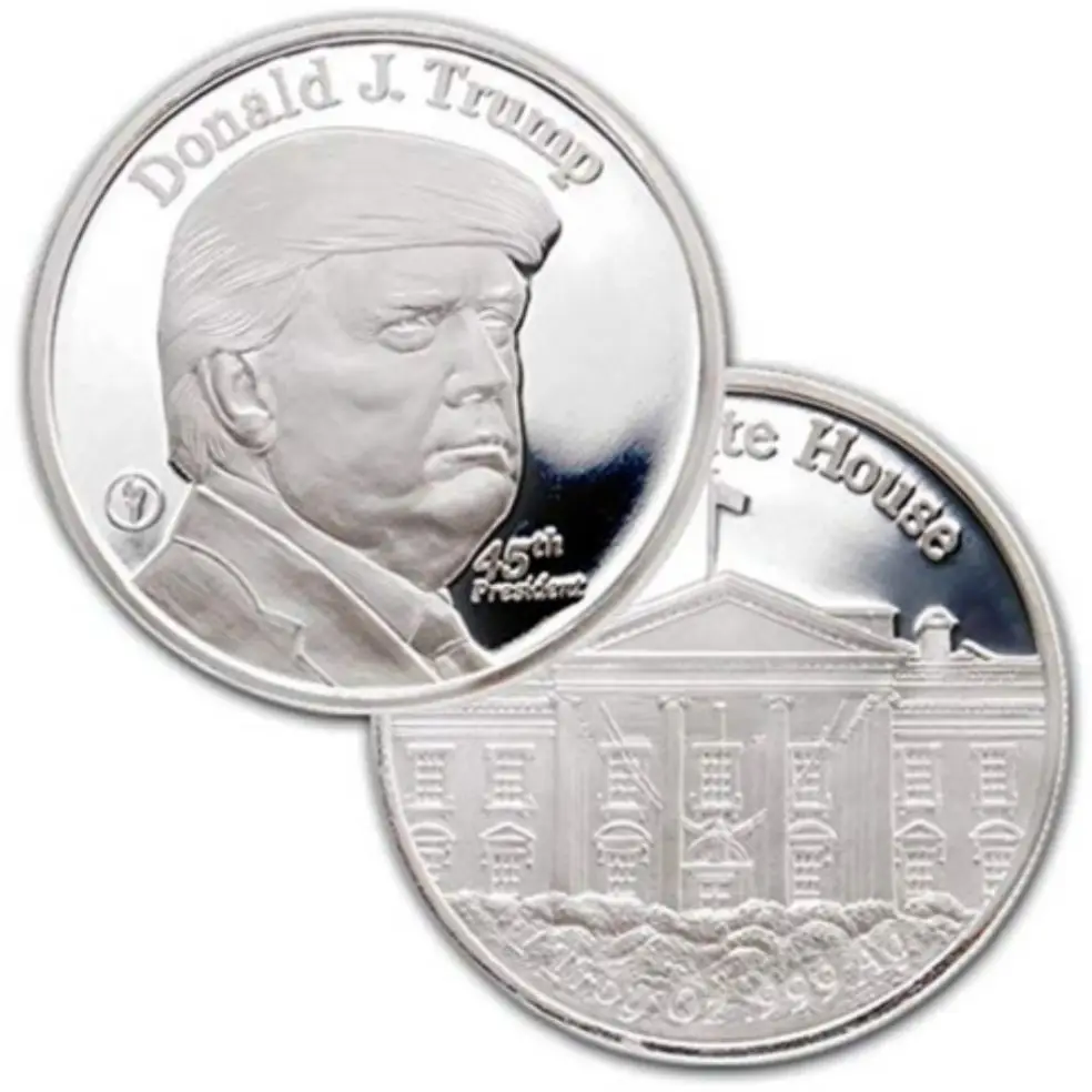 Американский 45-й президент Дональд Трамп Посеребренная алмазная памятная монета