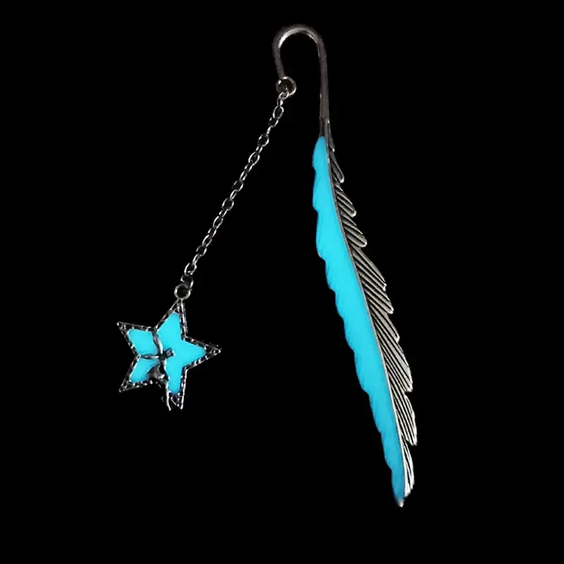Book Markers Flying Man Bookmark Luminous Glow In The Dark Star Shape Feather Bookmark Metal Bookmarks For Books