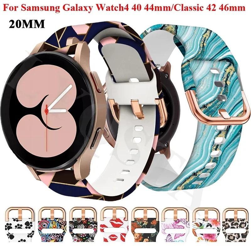 

New 20mm Strap for Samsung Galaxy Watch 4 40mm 44mm Smart Watch Silicone Sport Bracelet / Galaxy Watch 4 Classic 42mm 46mm Strap