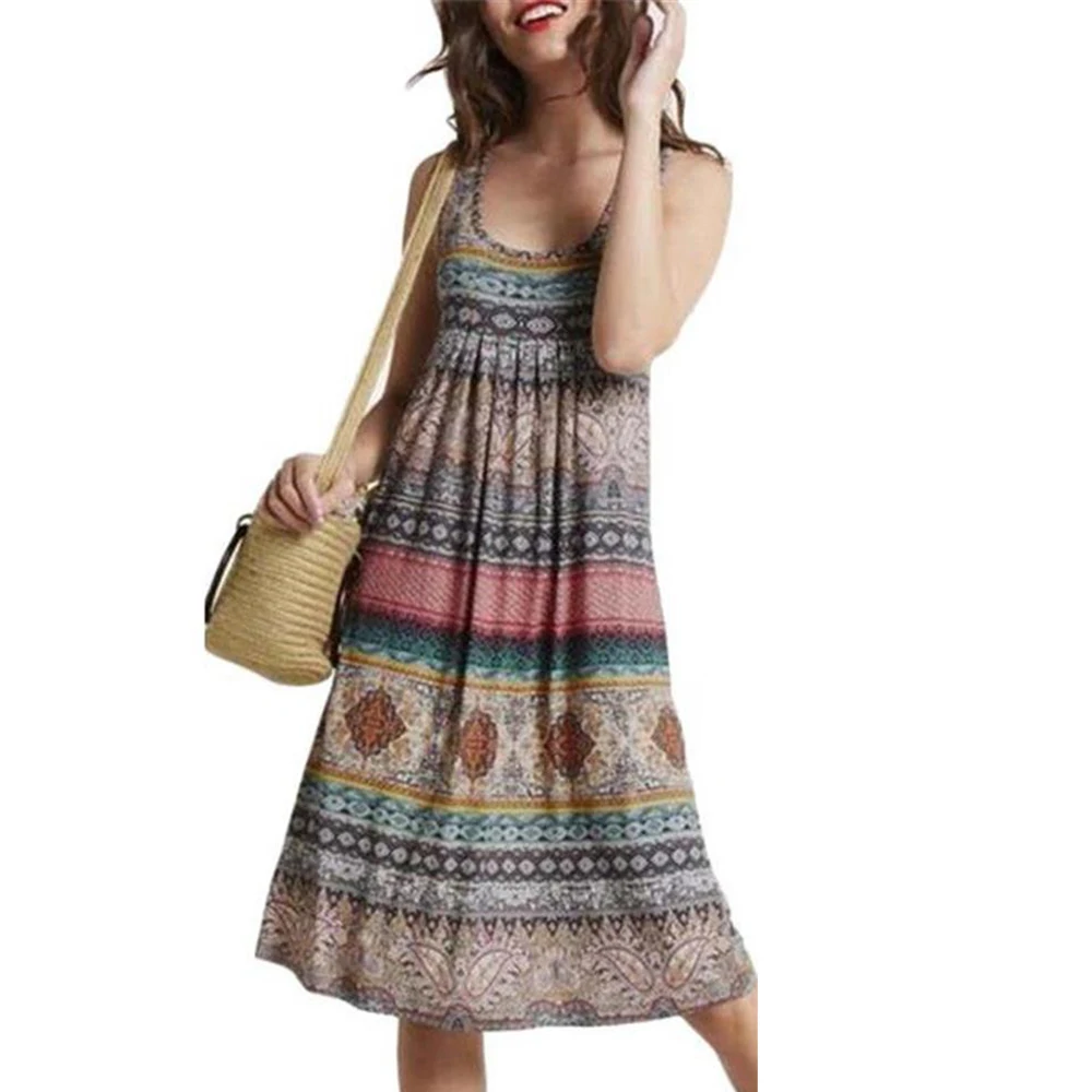 

Dresses Women Fashion Summer Clothing Mini Dress for Lady Tank Sleeveless Dot Printed Beachwear Vestidos Boho Style Woman Dress