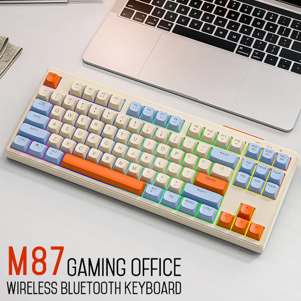 

Беспроводная механическая клавиатура M87, 2,4 ГГц, Bluetooth, двойной режим, популярная клавиатура, 87 клавиш, RGB подсветка, Игровая клавиатура для ноутбука