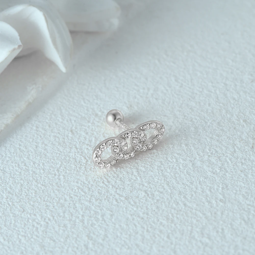 Серьги-гвоздики женские/мужские из серебра 925 пробы с цирконом