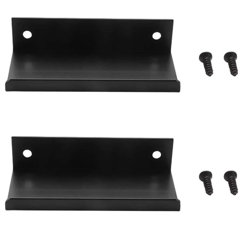 

80Mm/3.15 Inch Black Mount Finger Edge Pull Concealed Handle For Home Kitchen Door Drawer Cabinet(24Pcs)