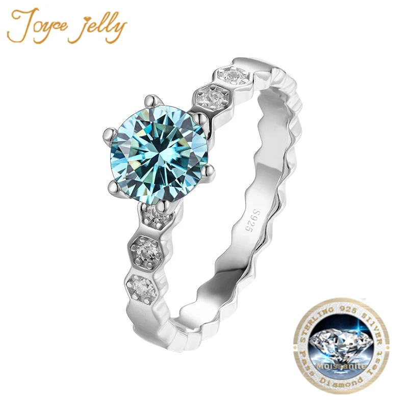 

JoyceJelly Classic Six Claw 1 Carat Moissanite Ring Female Wedding Jewelry S925 Sterling Silver Plated Pt950 Korean Fashion Gift