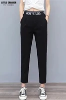 high waist chiffon suit pants womens black spring and summer 2022 new high end draped loose straight nine point casual pants