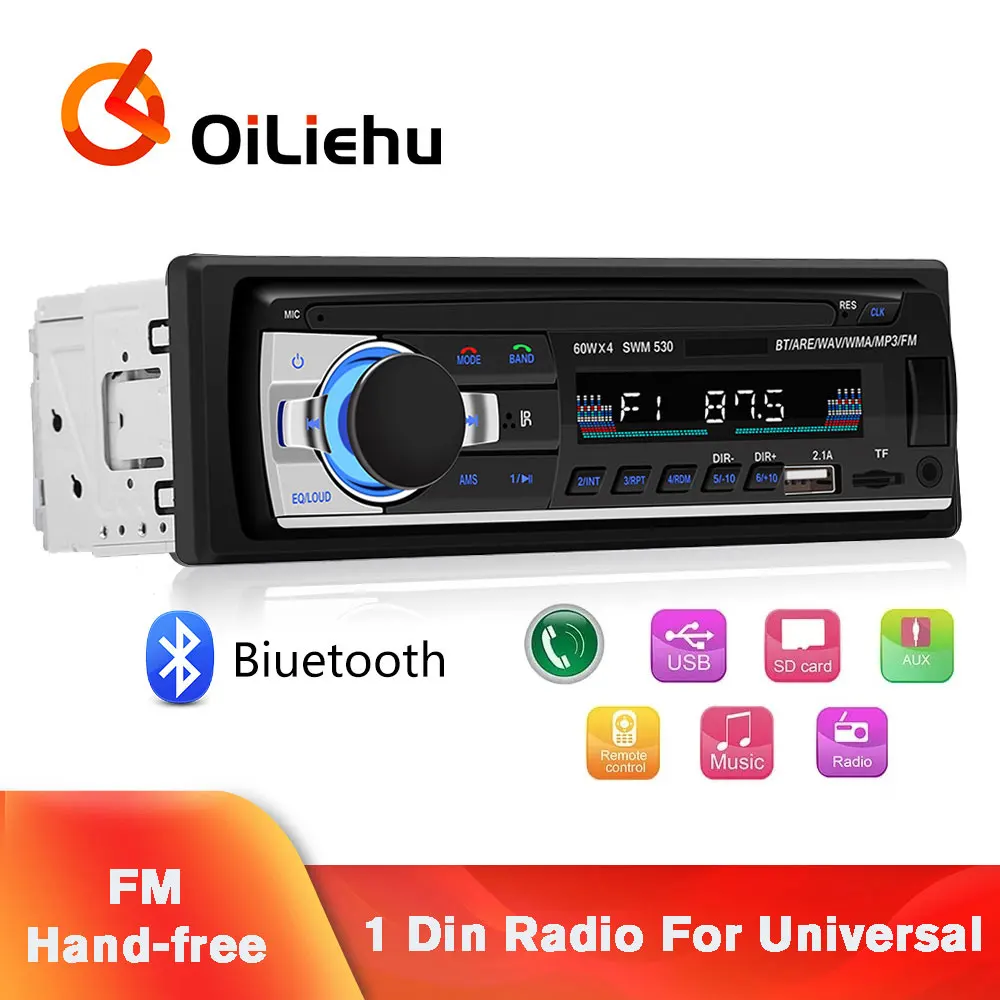 

OiLiehu 1 Din Car Radio Bluetooth Autoradio JSD-520 SD AUX-IN MP3 Player FM USB Stereo Receiver In-dash Radio For Universal