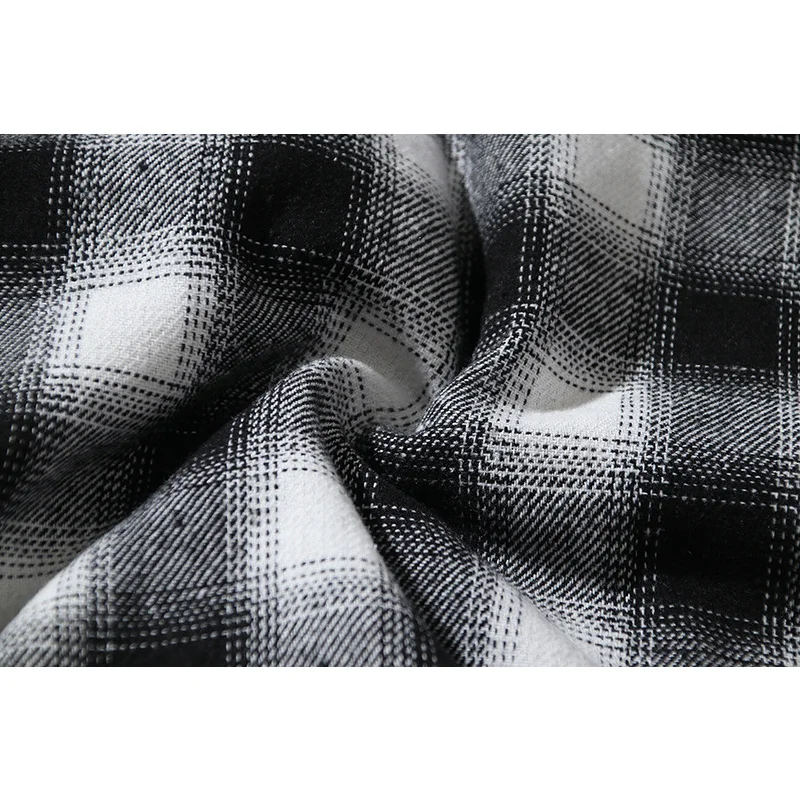 Фланелевая черно-белая винтажная рабочая одежда Askyurself Ностальгия в клетку