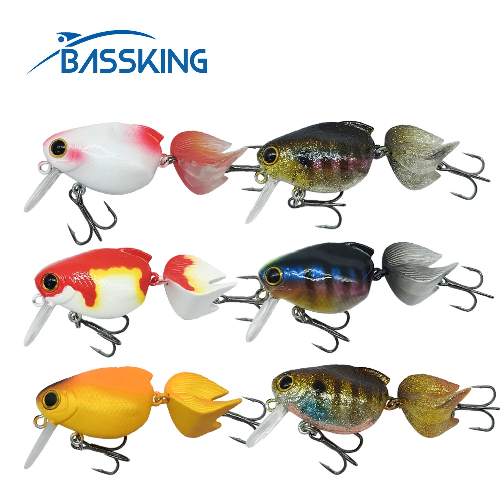 

Искусственная жесткая приманка BASSKING в виде золотой рыбки, искусственная кривошипная приманка 6 см, 7 г, плавающий воблер с поверхностью, Воблер для окуня, окуня