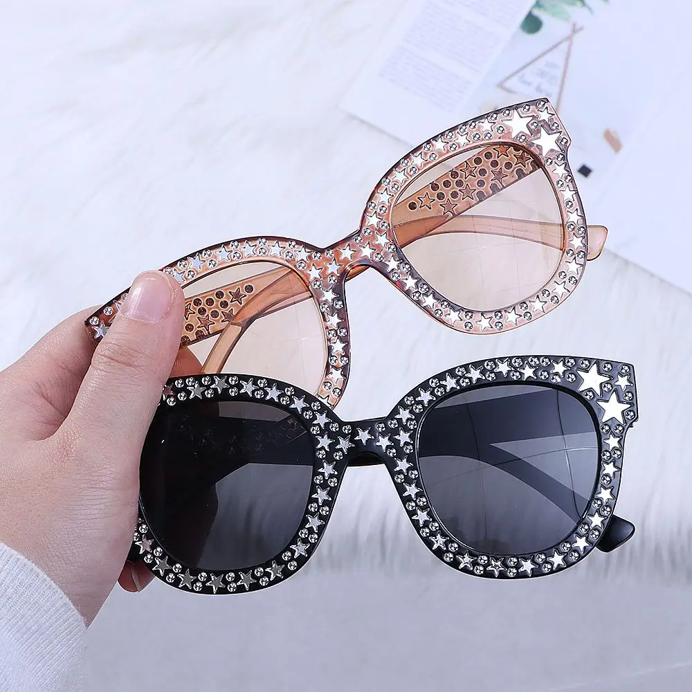 

Fashion Mirror Shades Crystal Rhinestone Frame Sunglasses for Women Vintage Sun glasses Sparkling Star Sunglasses