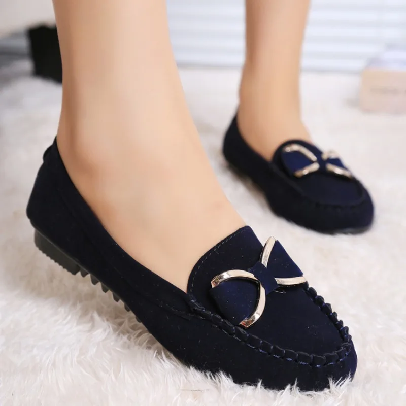 

Women's Casual Flats Solid Color Round Head Shallow Butterfly Knot Single Shoes Soft Bottom Non-slip Loafers Zapatos Planos