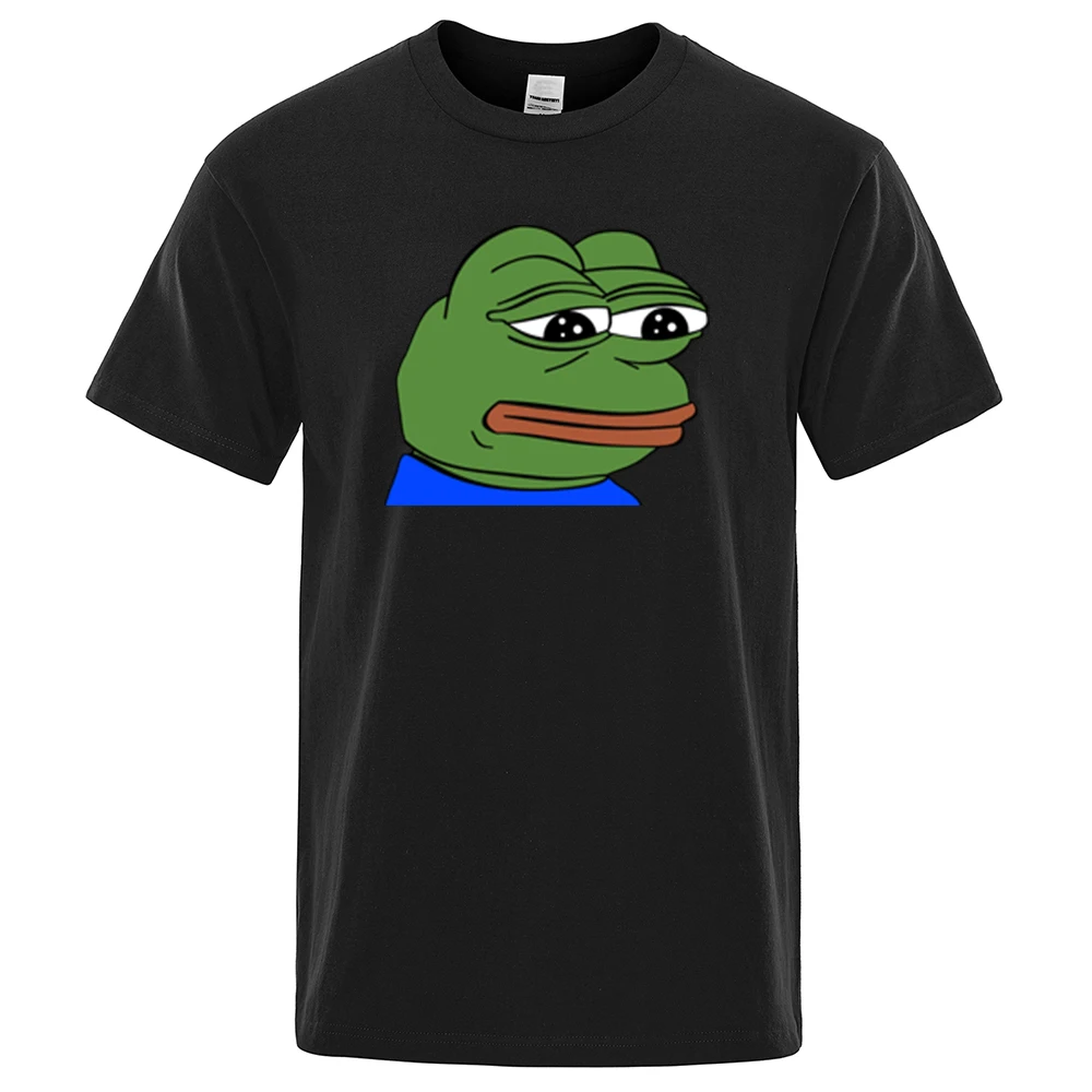 

Футболка мужская с принтом грустной лягушки, брендовая тенниска в стиле хип-хоп, забавная майка, крутая уличная одежда, лето