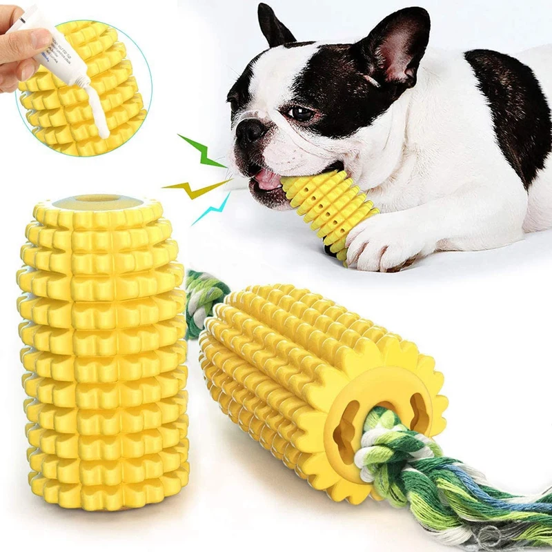 

Dog Toothbrush Chew Toys For Aggressive Chewers Durable Corn Dog Rope Toy Puppy Teething Indestructible Toys