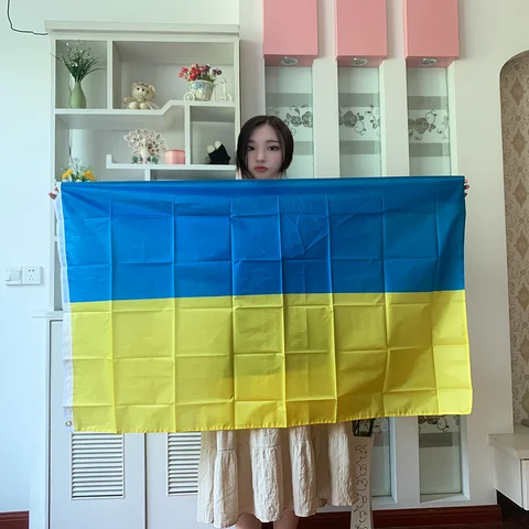 Бесплатная доставка, новинка, Φ 90*150 см, подвесной полиэфирный синий желтый украшенный флаг ua ukr для украшения