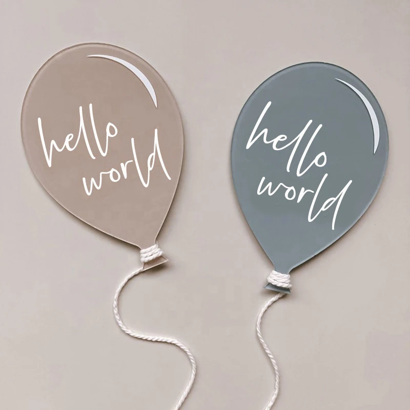 Акриловые Детские ежемесячные карточки Hello World с воздушным шаром для