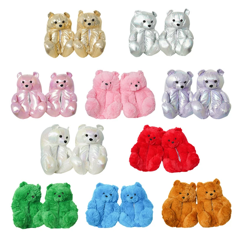 Плюшевые шлепанцы Teddy Bear для женщин рождественские с мультяшным милым медведем