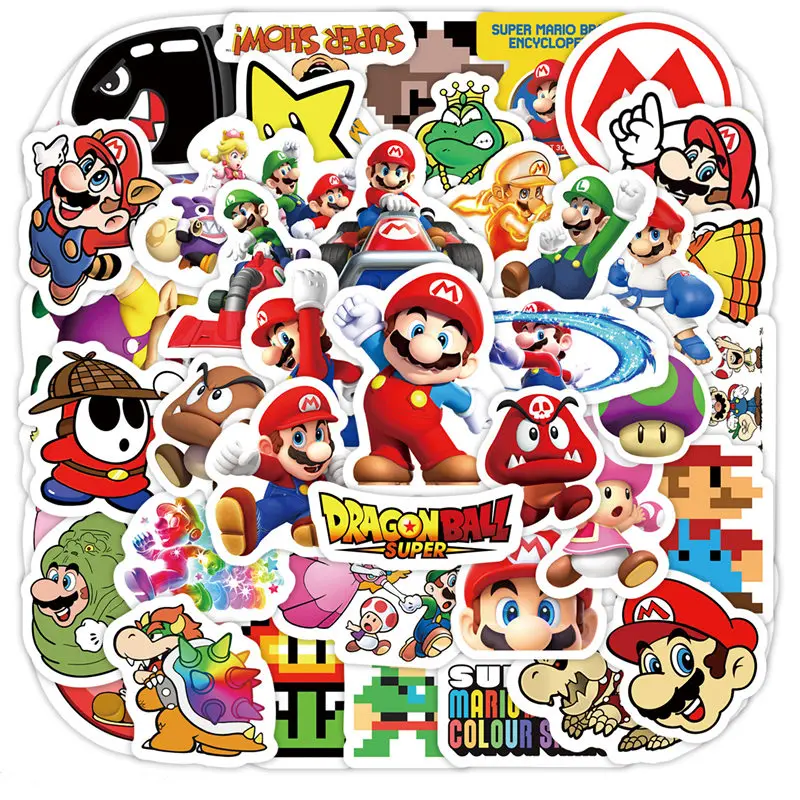 

50pcs Game Super Mario Series Stickers Mario Bros Luigi DIY Phone Suitcase Noteobook Decals Anime Children Gifts Toys