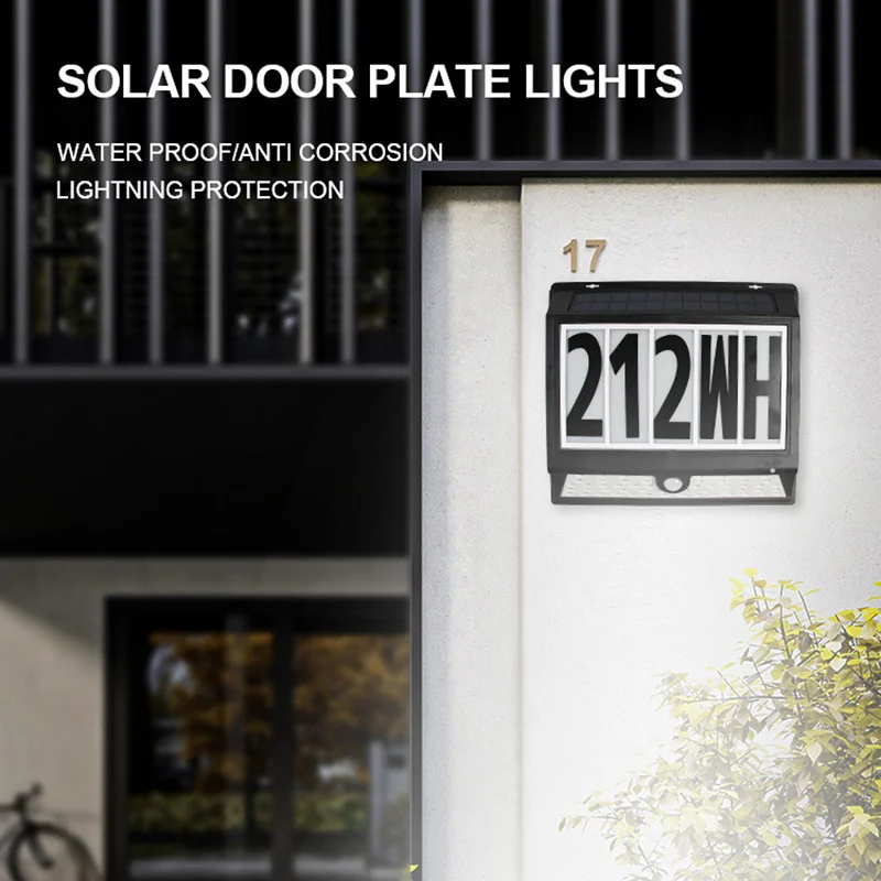 LED Solar Wall Light PIR Motion Sensor Floodlight Waterproof Outdoor Garden Lamp for Lighting Pathway Street House Number Lamp