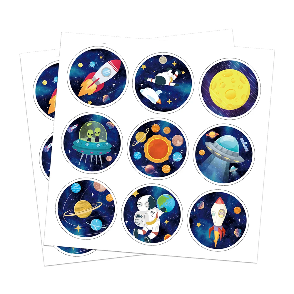 

KK158 180pcs Outer Space Stickers Toys for Children UFO Astronaut Rocket Ship Planet Sticker for Scrapbooking Luggage Laptop