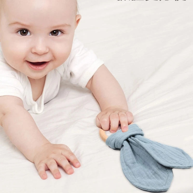 

Хлопковый детский кролик, детская деревянная погремушка, безопасные аксессуары для детей, подарок для новорожденных