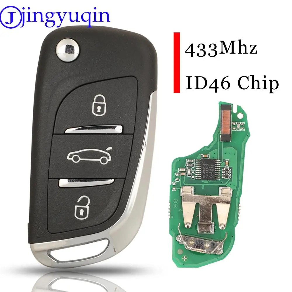 

Jingyuqin 3 Buttons Folding Smart Remote Car Key Fob 433MHz ID46 Chip For Peugeot 508 For Citroen C3 C4 C4L DS4