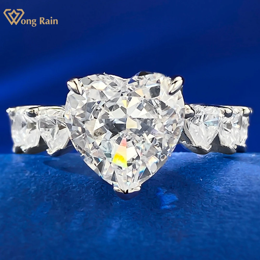 

Wong Rain Романтический 100% 925 пробы Серебряное сердце 5 карат лабораторный сапфир драгоценный камень Сверкающее кольцо для женщин ювелирные изделия для помолвки